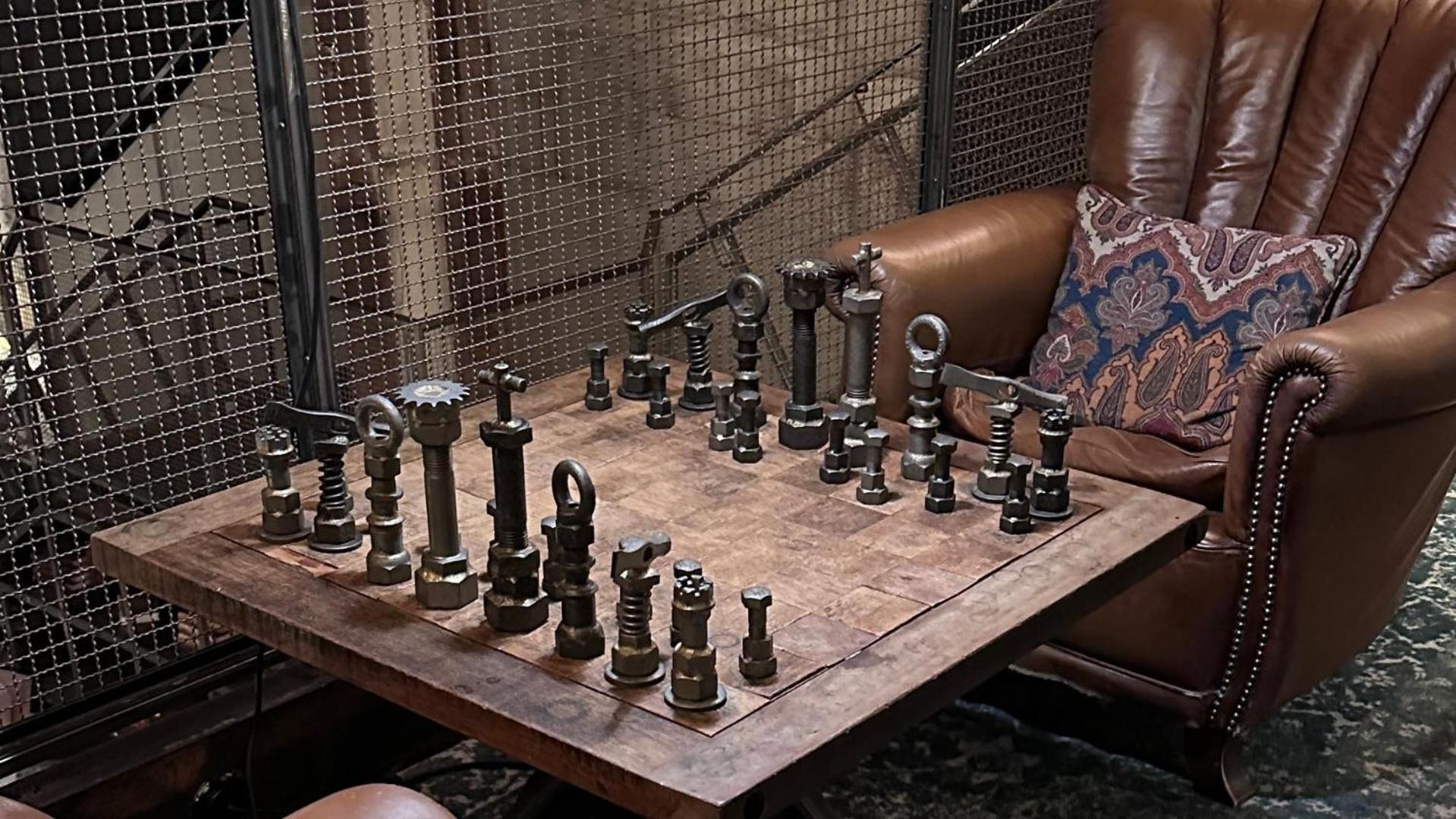 Steam Hotel Vasteras Exterior photo A chess set made from industrial pipe fittings