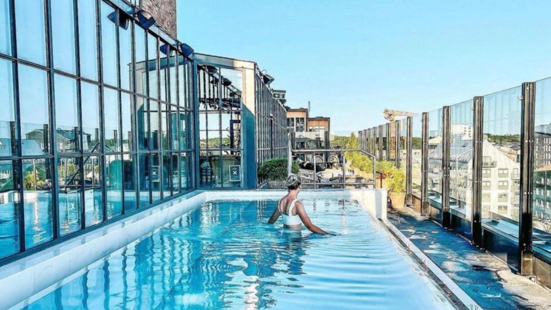 Steam Hotel Vasteras Exterior photo Rooftop pool at the hotel